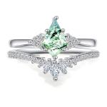 Moss Agate Sterling Silver Engagement Ring