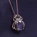 Amethyst Spider Pendant Necklace with Diamond in Rose Gold