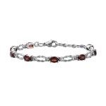 Natural Garnet Gemstone Stainless Steel Bracelet for Women