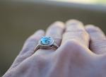 Sterling Silver Ring with White Opal and Cubic Zirconia