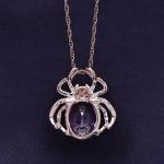 Amethyst Spider Pendant Necklace with Diamond in Rose Gold