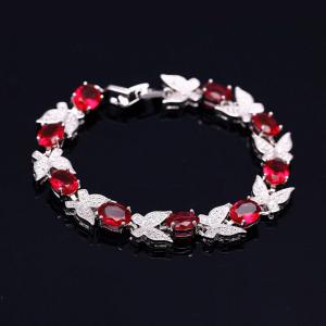 Red Garnet Butterfly Tennis Bracelet in Sterling Silver