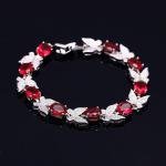 Red Garnet Butterfly Tennis Bracelet in Sterling Silver