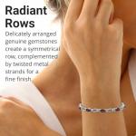 Natural Garnet Gemstone Stainless Steel Bracelet for Women