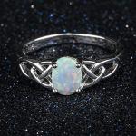 Silver Heart Shaped Opal Engagement Ring