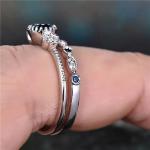 Sterling Silver Sapphire and CZ Promise Ring Set