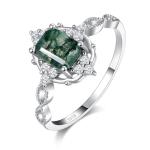 Natural Moss Agate 925 Sterling Silver Ring