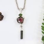 Handmade Watermelon Tourmaline Pendant Necklace in Sterling Silver