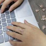 Gold Plated Rose Quartz Adjustable Ring for Women