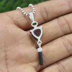 Handmade Watermelon Tourmaline Pendant Necklace in Sterling Silver