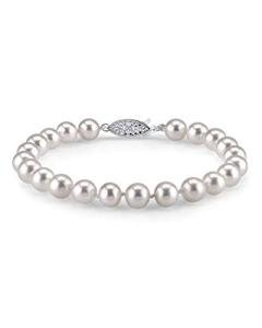 14K Gold White Japanese Akoya Pearl Bracelet Women