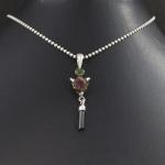 Handmade Watermelon Tourmaline Pendant Necklace in Sterling Silver