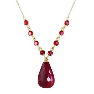 14K Yellow Gold Ruby Briolette Necklace 14-24