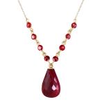 14K Yellow Gold Ruby Briolette Necklace 14-24