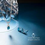 London Blue Topaz Diamond Solitaire Pendant in 14K White Gold