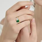 Emerald Toi Et Moi Ring in Sterling Silver
