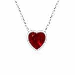 Genuine Ruby Bezel Heart Pendant in Sterling Silver