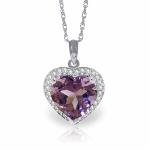 White Gold Elizabeth Amethyst Diamond Gemstone Necklace 3.24 Carat