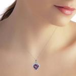 White Gold Elizabeth Amethyst Diamond Gemstone Necklace 3.24 Carat