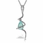 14K White Gold Necklace with Blue Topaz & Diamond