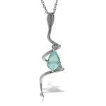 14K White Gold Necklace with Blue Topaz & Diamond