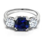Blue Simulated Sapphire & Zirconia 3-Stone Engagement Ring