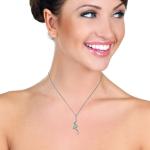 14K White Gold Necklace with Blue Topaz & Diamond