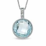 Blue Topaz Solitaire Pendant Necklace in 14K White Gold