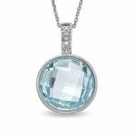 Blue Topaz Solitaire Pendant Necklace in 14K White Gold