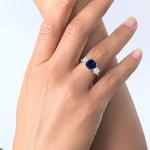 Blue Simulated Sapphire & Zirconia 3-Stone Engagement Ring