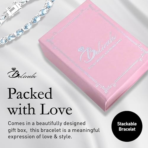 Belinda Jewelz - Garnet Gemstone Tennis Bracelet, 925 Silver