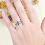 Moss Agate Sterling Silver Dragon Cut Ring