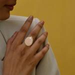 Rose Quartz & Green Fluorite Teardrop Ring