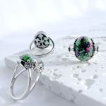 Blue Lazurite and Green Epidote Quartz Ring