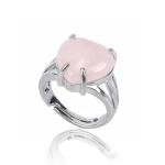 Adjustable Rose Quartz Heart Ring for Women
