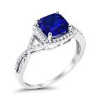 Blue Apple Co. Halo Blue Sapphire Engagement Ring