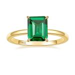Sterling Silver 3CT Green Emerald Engagement Ring