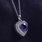 Amethyst & White Sapphire Heart Pendant Necklace Silver