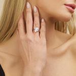 18K White Gold Fire Opal Ring with Zirconia