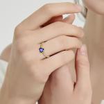 Heart Promise Ring with Blue Sapphire and Vine Design