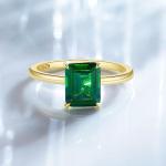 Sterling Silver 3CT Green Emerald Engagement Ring
