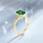 Sterling Silver 3CT Green Emerald Engagement Ring