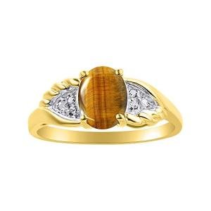 Diamond & Tiger Eye Gold Ring for Women