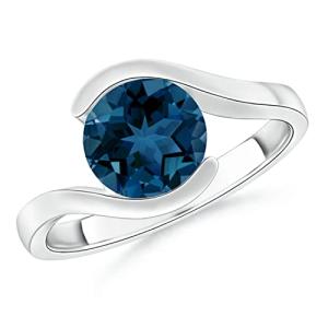 London Blue Topaz Solitaire Ring in White Gold