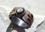 Unique Men's Black Star Sapphire Two-Tone Ring