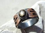 Unique Men's Black Star Sapphire Two-Tone Ring