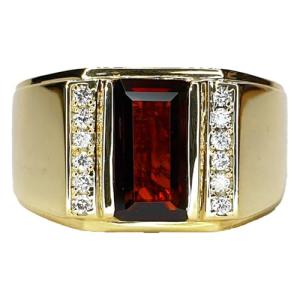 Personalized 2.0CT Red Ruby Gold Ring for Him