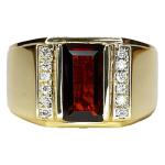 Personalized 2.0CT Red Ruby Gold Ring for Him