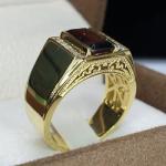 Personalized 2.0CT Red Ruby Gold Ring for Him