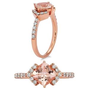 Pink Morganite and Diamond Rose Gold Statement Ring